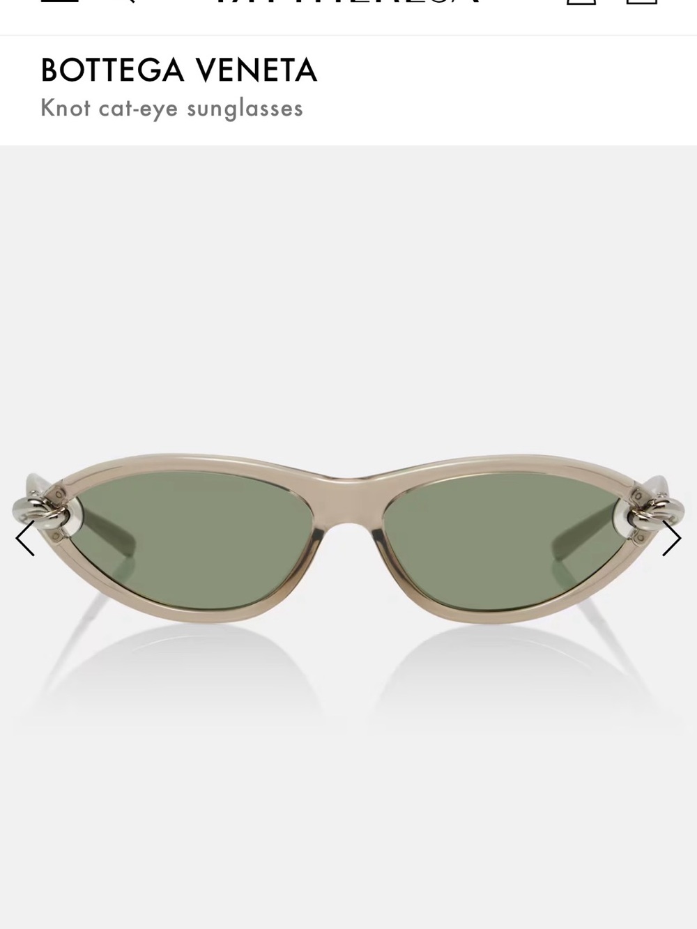 Bottega Veneta Beige Frame Sunglasses with Green Lenses and Knot Detail